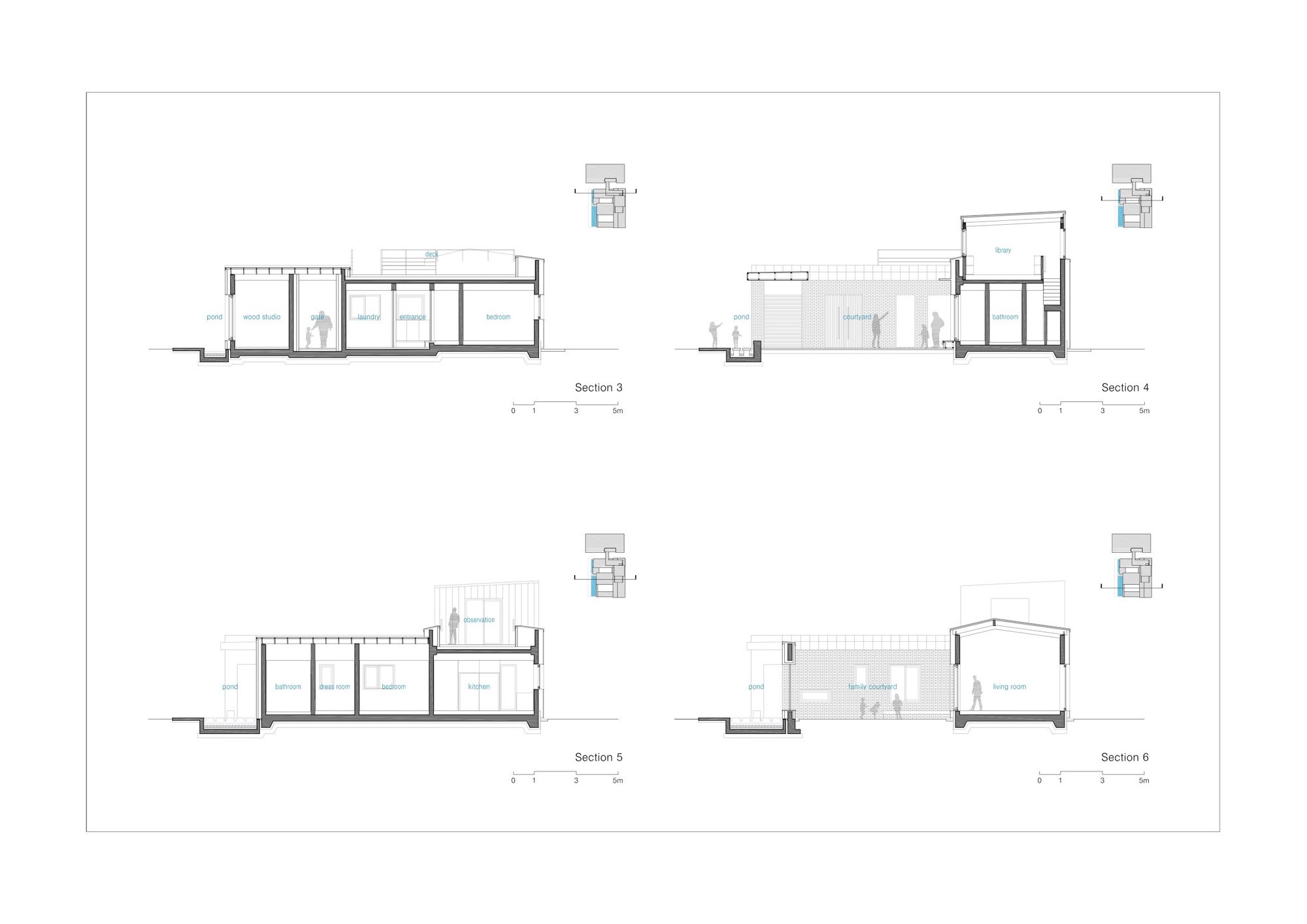 Two Courtyards House + Bridge 130 Cafe 公开平面图
